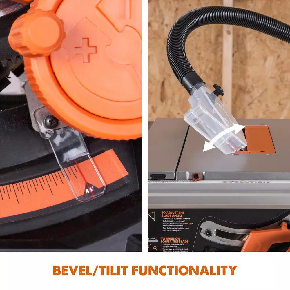 Evolution Power Tools RAGE5-S 15 Amp 10 in. Multi-Material Table Saw with Folding Stand