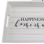 Stonebriar Collection Stonebriar Rustic Worn White Wooden Serving Tray Set of 2 - Happiness is Homemade thumbnail 4