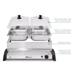 Elite Gourmet 2.5 Qt. Stainless Steel Buffet Server with 2 Crocks and Warming Tray thumbnail 4