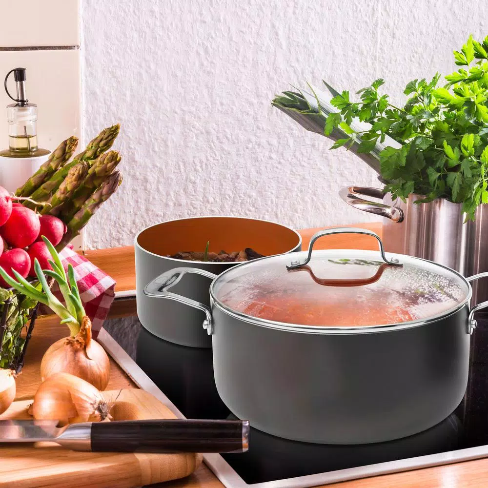 Gotham Steel 5 Qt. Non-Stick Ti-Cerama Stock Pot with Glass Lid