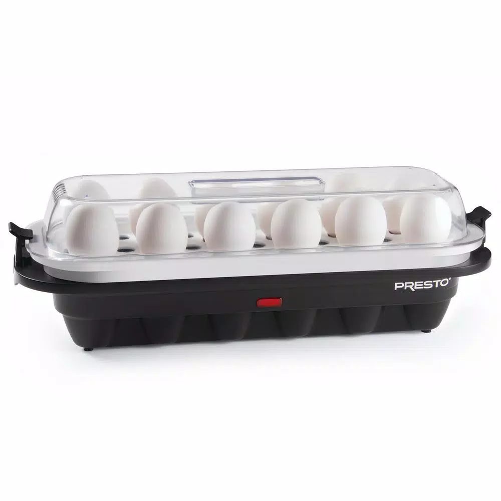 Presto 12-Egg Easy Store Electric Egg Cooker with Poaching Tray, Black