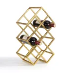 DANYA B Sparkling Gold Iron 9-Bottle Wine Rack - Modern Tabletop Storage thumbnail 1