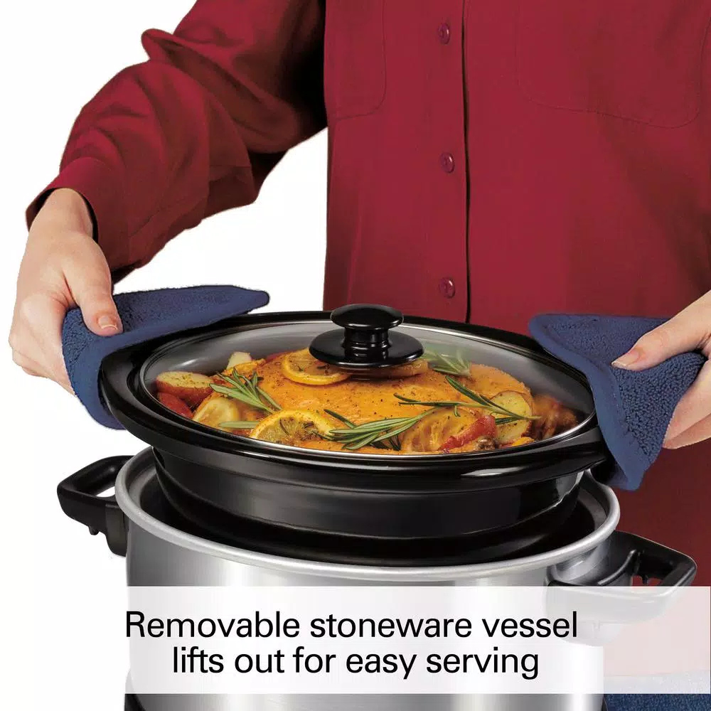 Hamilton Beach 4 Qt. Stainless Steel Programmable Slow Cooker with Built-In Timer