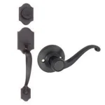 Design House Sussex Oil-Rubbed Bronze Entry Handleset with Scroll Lever Interior and Single Cylinder Deadbolt thumbnail 1