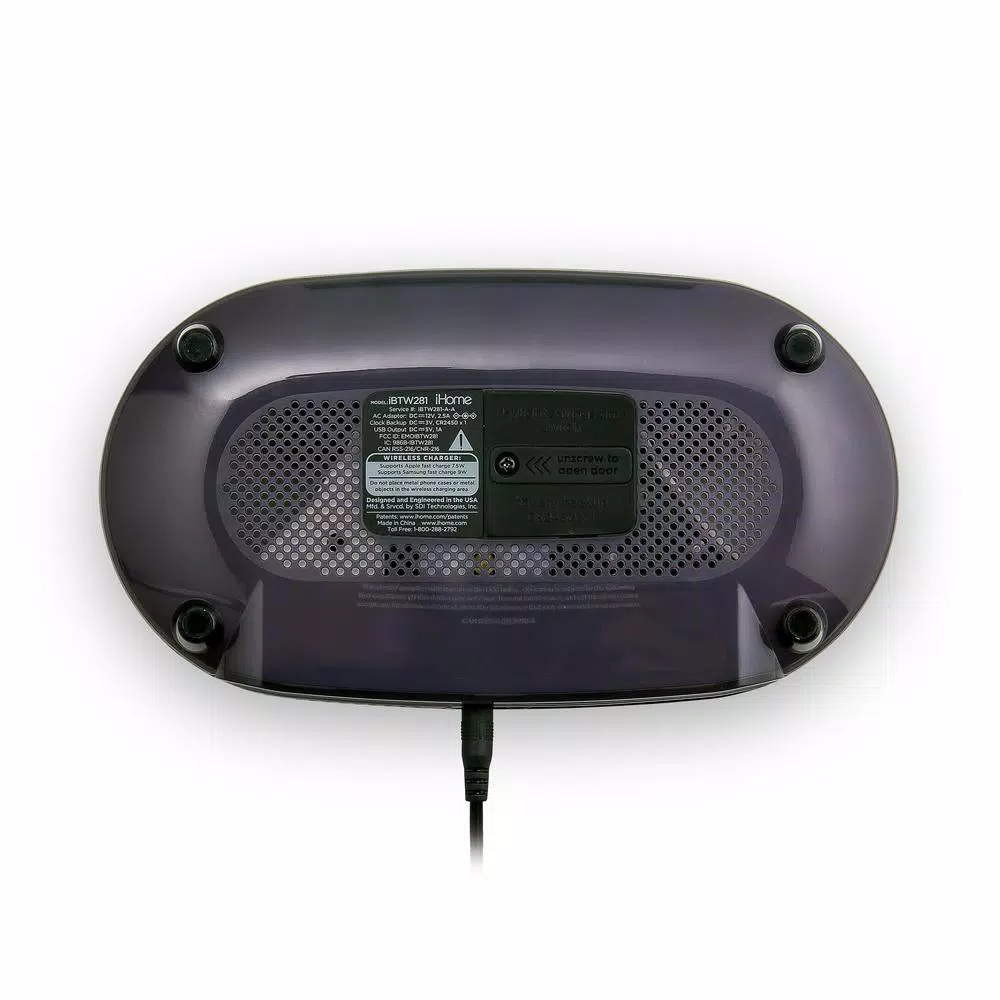 iHome TIMEBOOST GLOW Color Changing Bluetooth Alarm Clock Speaker with Qi Wireless Charging