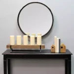 Stratton Home Decor Rustic 5-Candle Holder Centerpiece, Natural Wood and Black Metal thumbnail 2