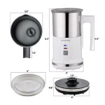 Ovente 3-in-1 Electric Milk Frother & Heater, White Stainless Steel with See-Through Lid thumbnail 5