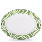 Golden Rabbit Green Scallops 12 x 16 in. Enamelware Oval Platter thumbnail 1