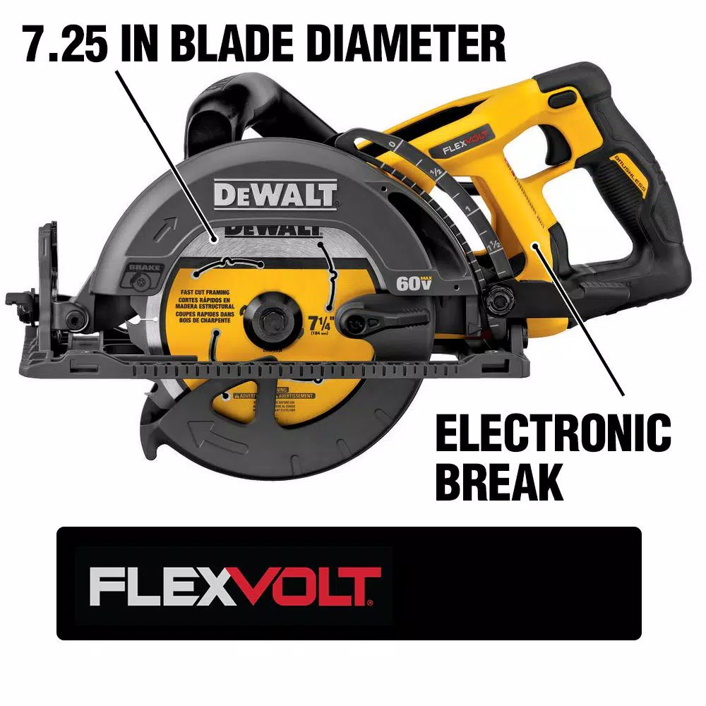 DEWALT DCS577B FLEXVOLT 60V MAX Cordless Brushless 7-1/4 in. Wormdrive Style Circular Saw (Tool-Only)