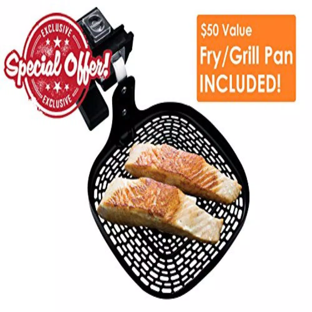Ovente 3.2 Qt. White Air Fryer with Grill Pan and Non-Stick Basket, 1400W, 6 Presets