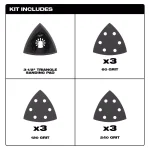 Milwaukee OPEN-LOK 3-1/2 in. Triangle Sanding Pad & Paper 10-Piece Variety Pack thumbnail 3