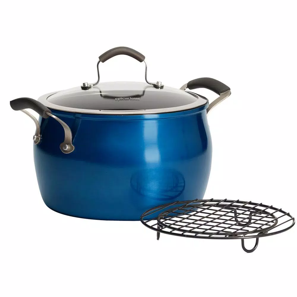 Epicurious 8 qt. Hard-Anodized Aluminum Nonstick Dutch Oven with Glass Lid, Blue