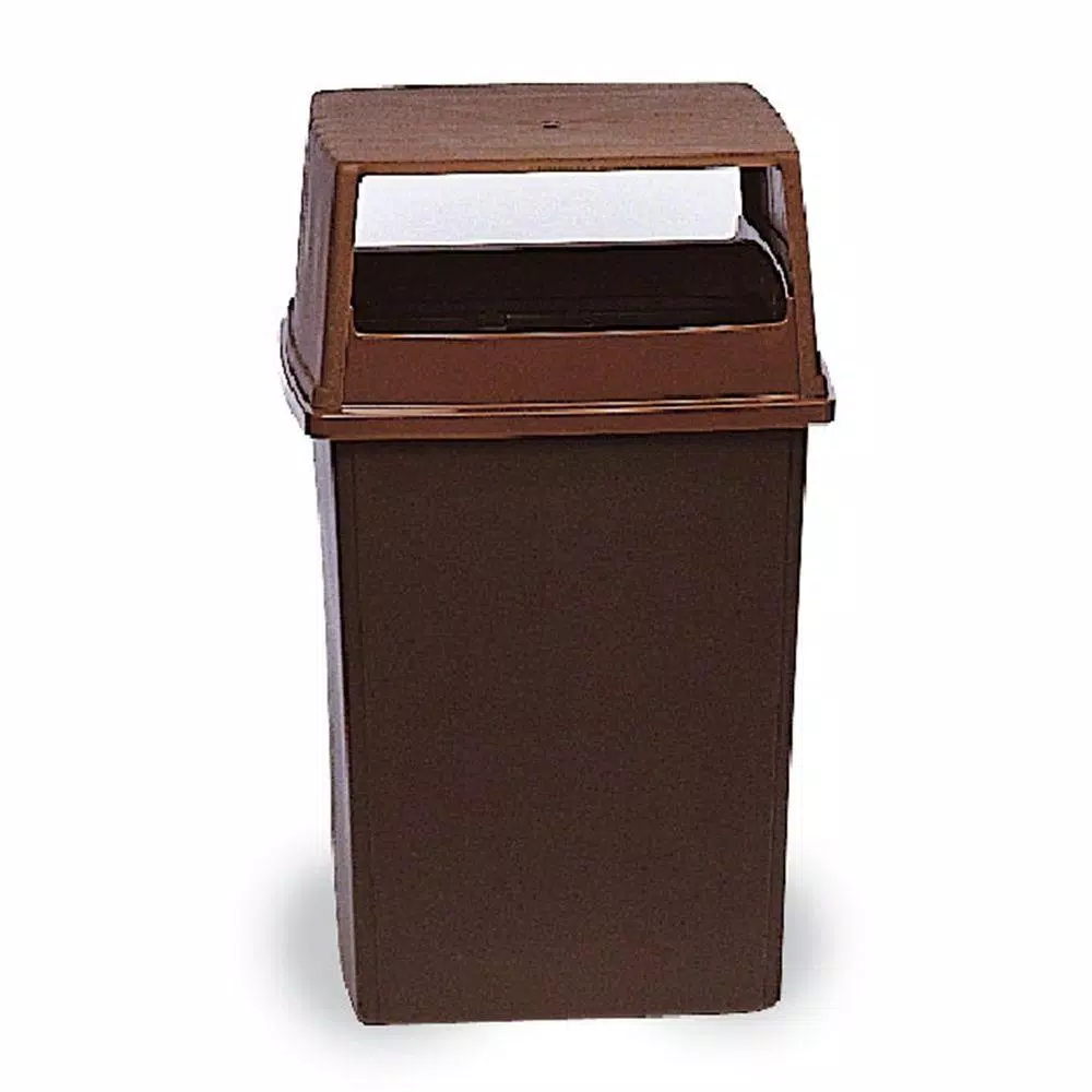 Rubbermaid Commercial Products Glutton 56 Gallon Brown Trash Can Hooded Dome Top Lid