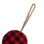 Glitzhome 6.5 ft. Red and Black Plaid Fabric Garland with 11 Decorative Ornaments thumbnail 4