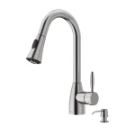 VIGO Aylesbury Single-Handle Pull-Down Kitchen Faucet with Soap Dispenser, Stainless Steel thumbnail 1