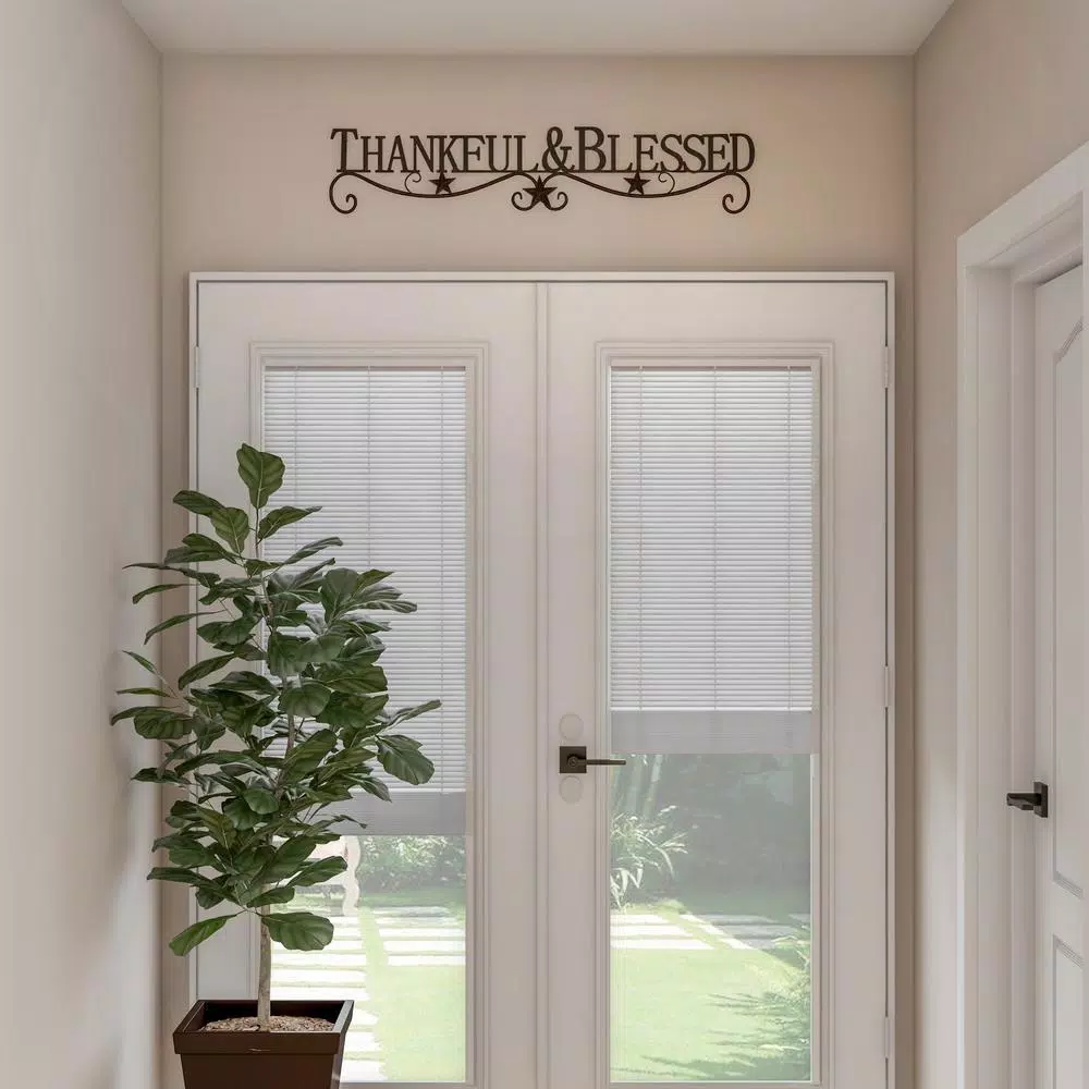 Lavish Home Thankful and Blessed Metal Cutout Wall Sign, Distressed Dark Brown