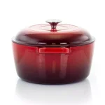 MegaChef 5 Qt. Round Enameled Cast Iron Casserole Dish with Lid, Red thumbnail 4