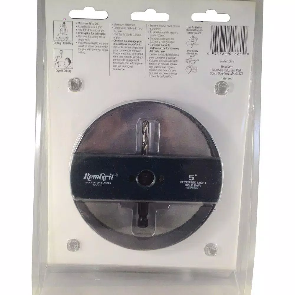 RemGrit 5-3/8 in. Carbide Grit Recessed Light Installation Hole Saw Kit