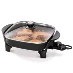 Presto 121 sq. in. Square Black Non-Stick Electric Skillet with Tempered Glass Lid thumbnail 2