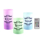 Lavish Home Live Laugh Love LED Flameless Candle Set of 3 with Remote thumbnail 1