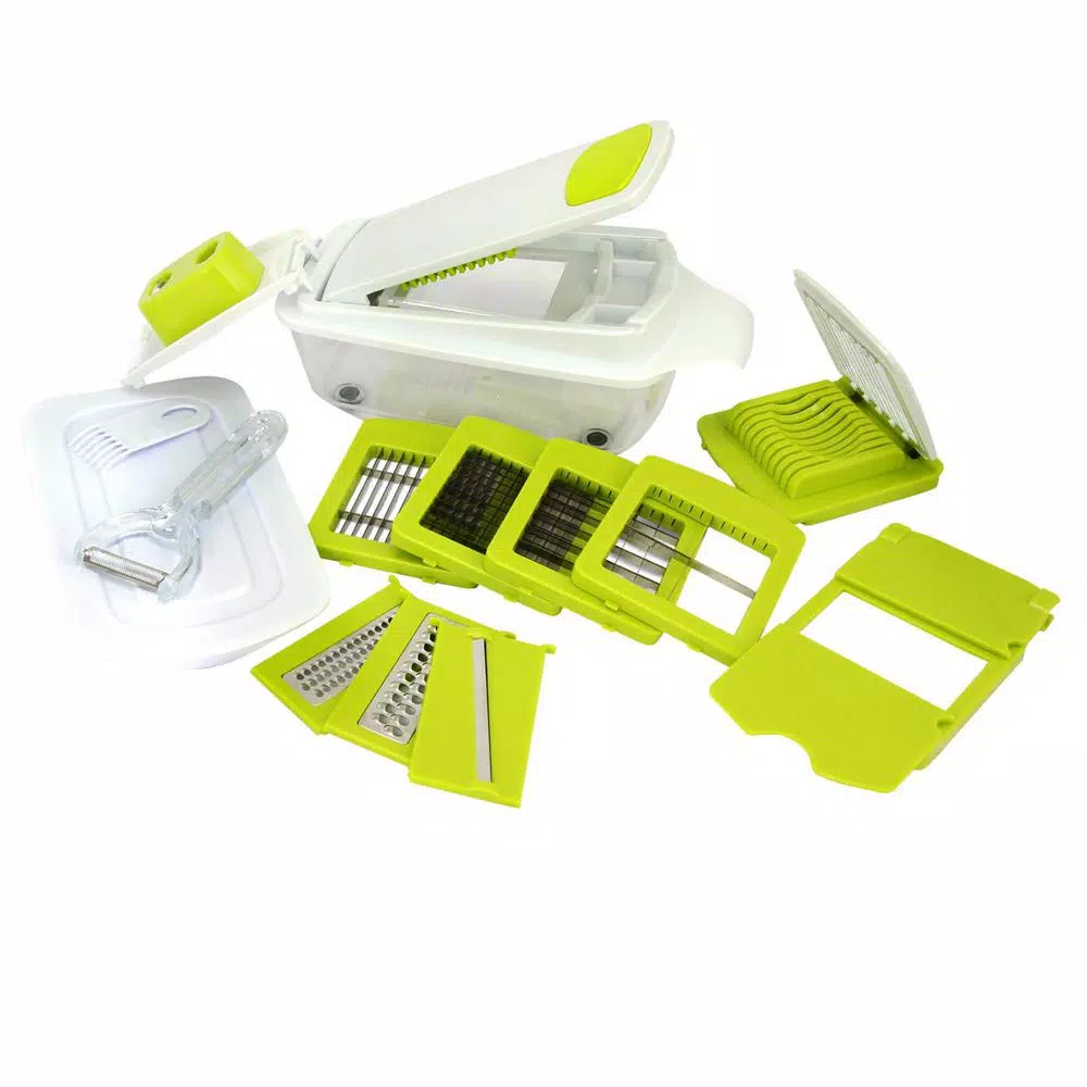 MegaChef 8-in-1 Multi-Use Slicer, Dicer, and Chopper with Interchangeable Blades and Peeler