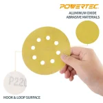 POWERTEC 5 in. 150-Grit Gold AO Hook and Loop 8-Hole Sanding Discs, 50-Pack thumbnail 3