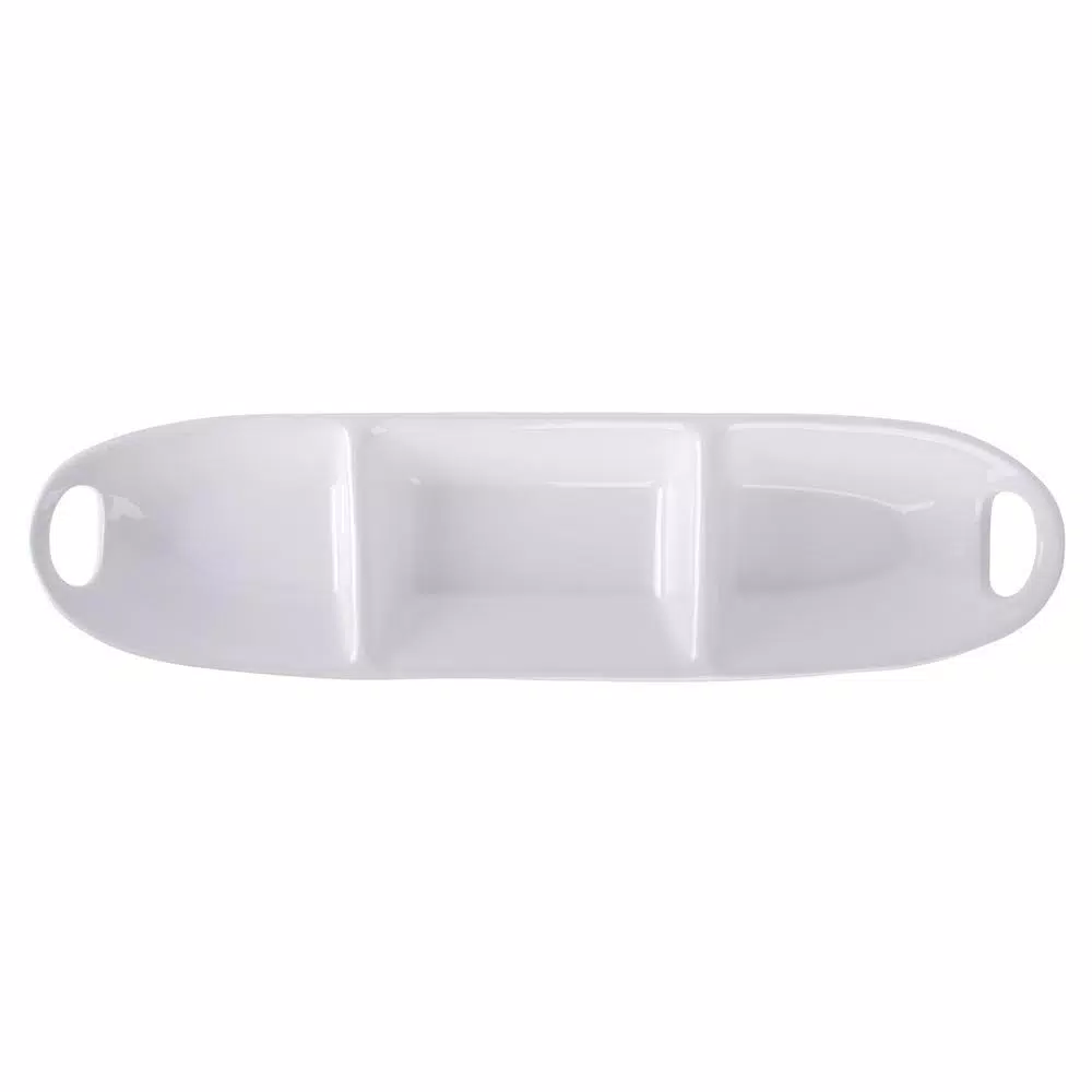 Home Essentials 18 in. White Ceramic 3-Section Oval Serving Platter