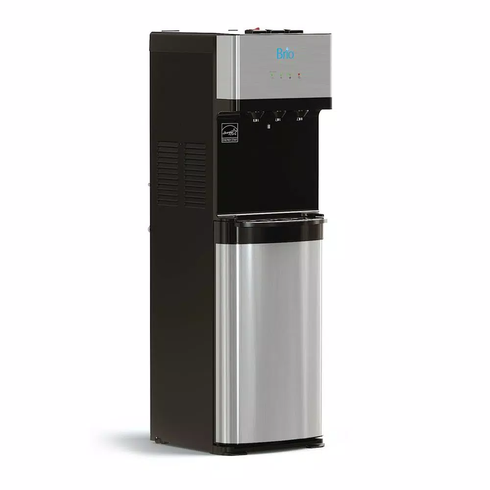 Brio Essential Tri-Temp Bottom-Load Water Cooler Dispenser - Black and Brushed Stainless Steel