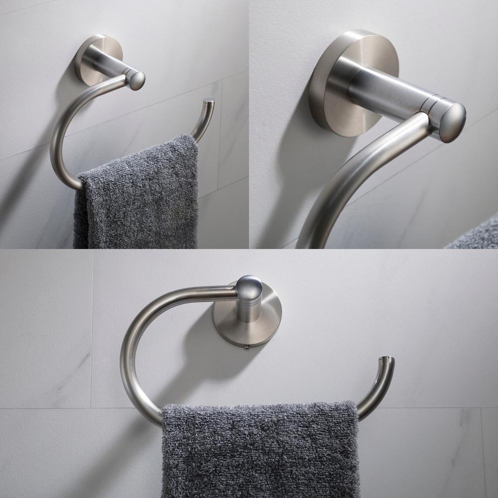 Kraus Elie Brushed Nickel Towel Ring - Solid Brass Hand Towel Holder