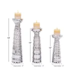 LITTON LANE Contemporary Silver Ceramic Tapered Cylinder Candle Holders, Set of 3 thumbnail 2