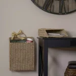 Household Essentials Seagrass Wicker Wall Basket Set, 2-Piece Rectangular Hanging Storage Baskets with Metal Frame thumbnail 1