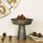 Glitzhome 12 in. Round Farmhouse Galvanized Metal Decorative Tray with Corrugated Edge thumbnail 1