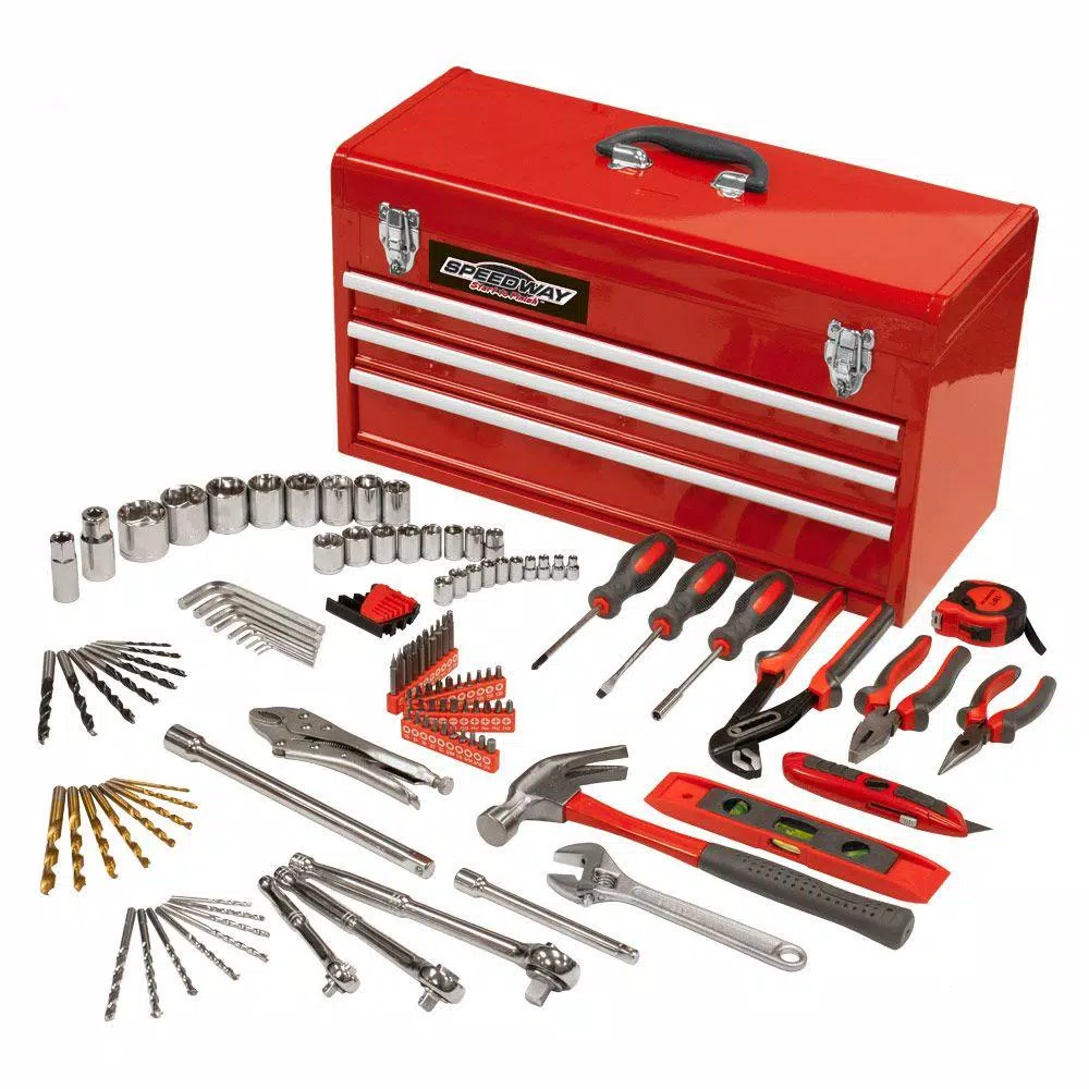 SPEEDWAY 24 in. 3-Drawer Steel Tool Chest with 118-Piece Bonus Tool Set
