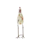 LITTON LANE 17 in. Farmhouse Floral Pattern Iron Rooster Garden Sculpture with Distressed Finish thumbnail 2