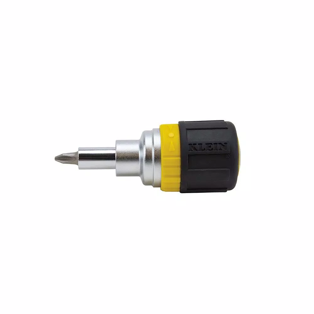 Klein Tools 6-in-1 Ratcheting Stubby Screwdriver and Nut Driver Set with Cushion Grip Handle