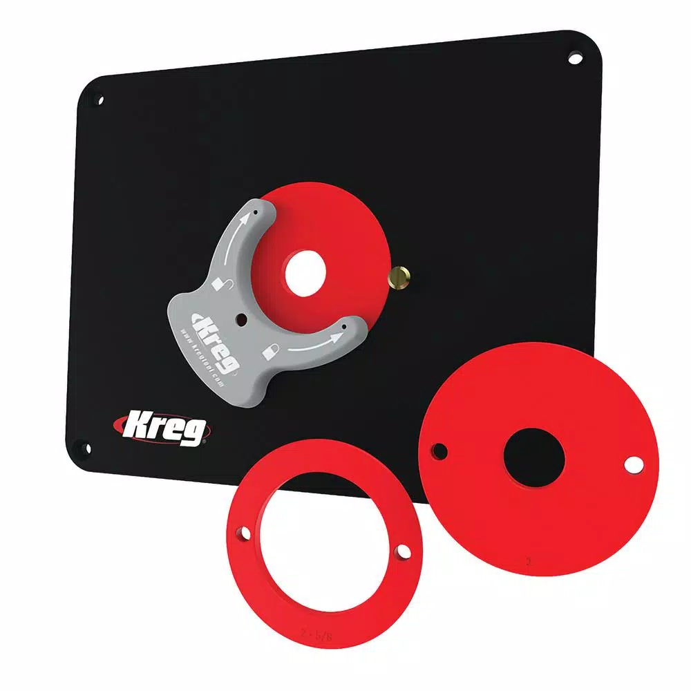 Kreg Precision Router Table Insert Plate with Level-Loc Reducing Rings, Non-Predrilled