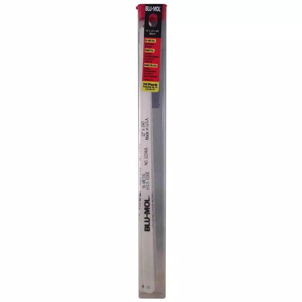 BLU-MOL 12 in. x 1/2 in. 24 TPI Bi-Metal Hacksaw Blades, Heavy Duty, 10-Pack