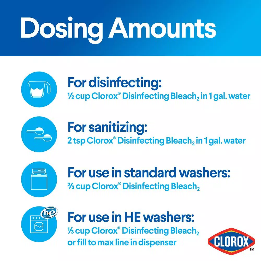 Clorox Disinfecting Bleach Regular Concentrated Liquid, 121 oz (Pack of 3)