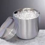 Unbranded Apple 6.75 in. Stainless Steel Ice Bucket with Lid, Matte Finish thumbnail 7