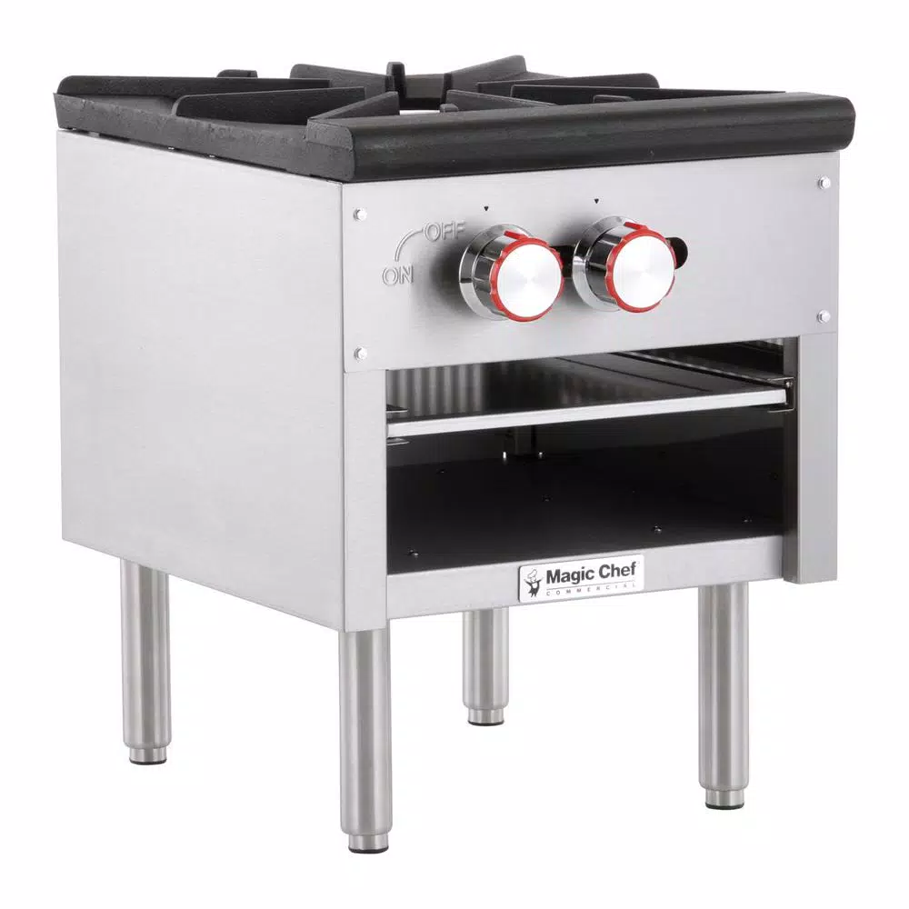 Magic Chef Commercial Single Burner Natural Gas Stock Pot Range, 80,000 BTU, Stainless Steel