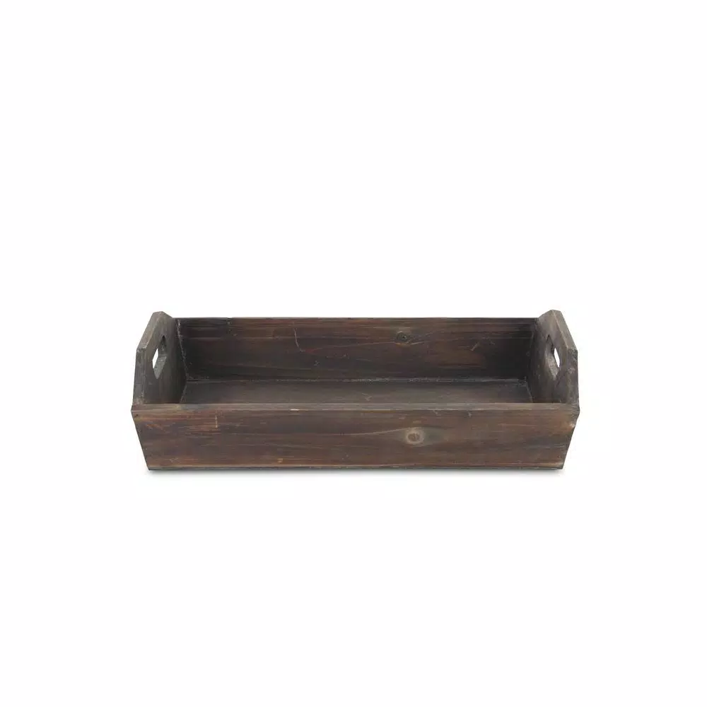 Cheungs Natural Brown Wooden Decorative Tray with Side Rope Handles - Farmhouse Style