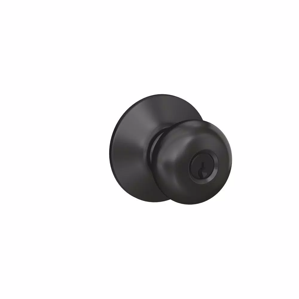 Schlage Plymouth Keyed Entry Door Knob, Matte Black, ANSI Grade 1