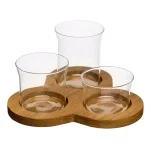 Sagaform Nature Clear Glass and Oak 4-Piece Serving Set thumbnail 1
