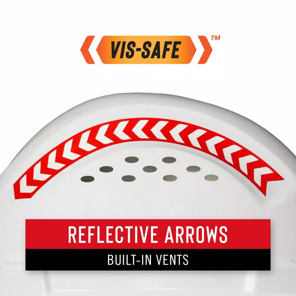 COAST SH300 Vis-Safe High-Visibility Reflective Full Brim Hard Hat, White