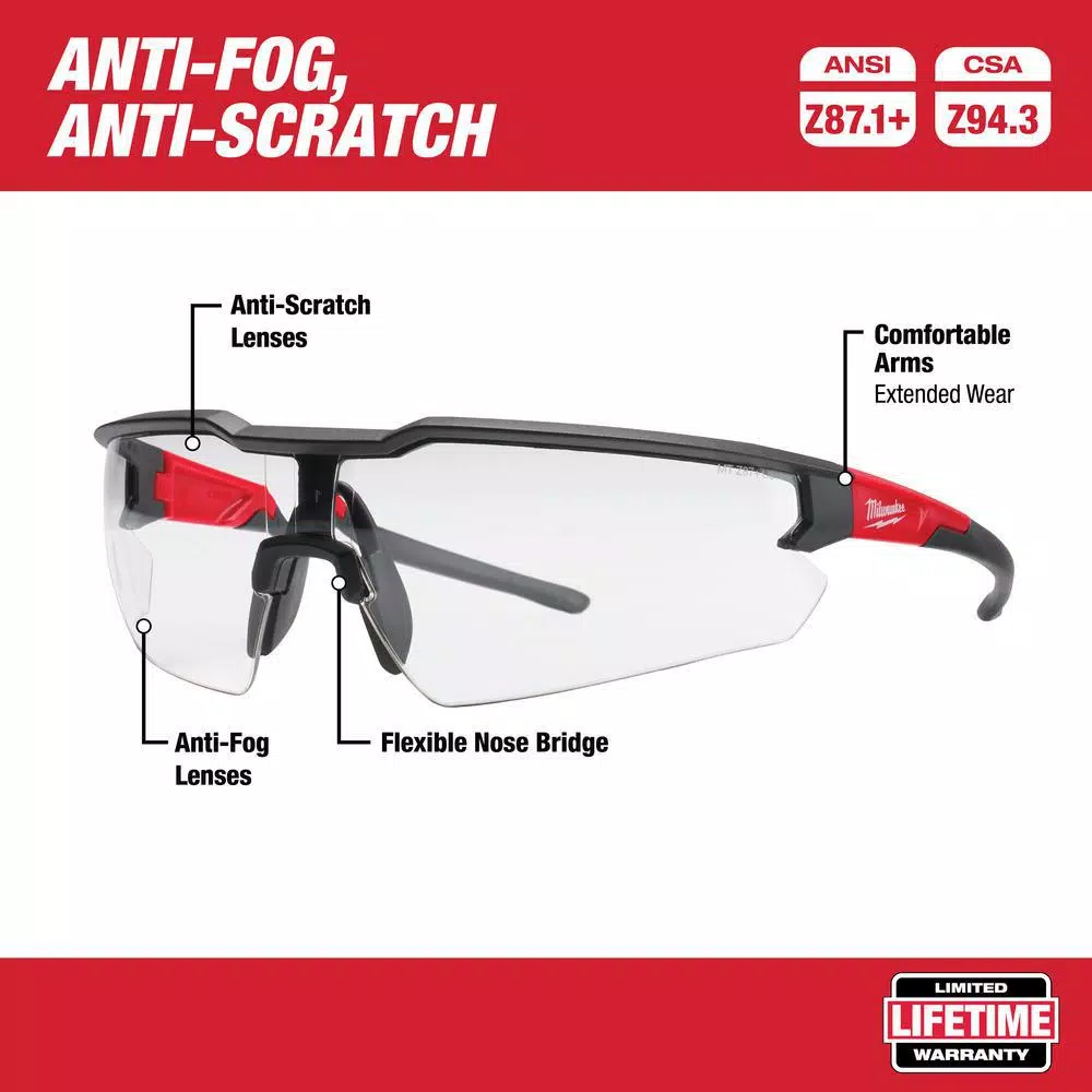 Milwaukee 25 ft. Compact Tape Measure and Safety Glasses Bundle with Clear Lenses