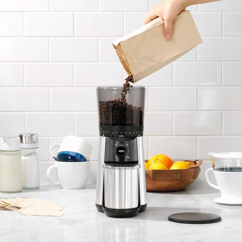 OXO 16 oz. Stainless Steel Conical Burr Coffee Grinder with 43 Adjustable Settings