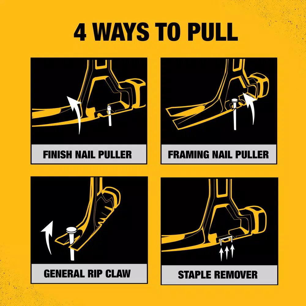 DEWALT 16 oz. Steel Straight Claw Hammer with Tri-Pull Technology