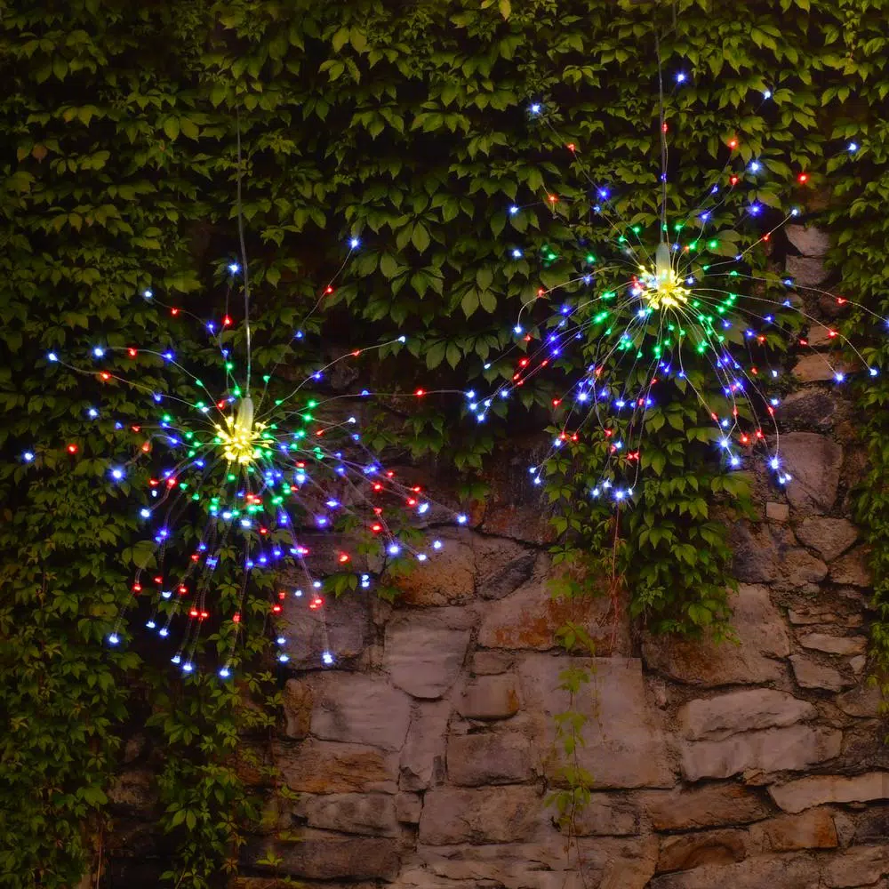 LUMABASE 200-LED Multi-Color Starburst Fairy Lights with Remote Control, Battery Operated, Set of 2