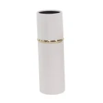 LITTON LANE White Ceramic Decorative Vase Set of 3 with Gold Lining Detail, Modern Cylinder Design thumbnail 4