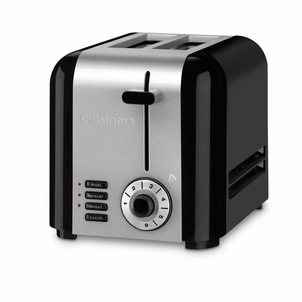 Cuisinart 2-Slice Compact Toaster, Black and Stainless Steel with Wide Slots